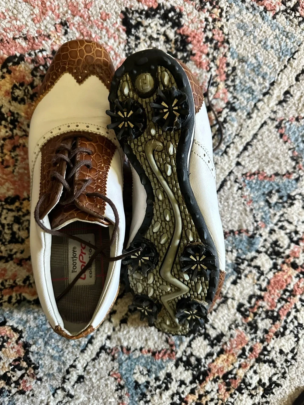 FootJoy LoPro Collection Women’s Wingtip Golf Shoes - Brown/White - Size 7M